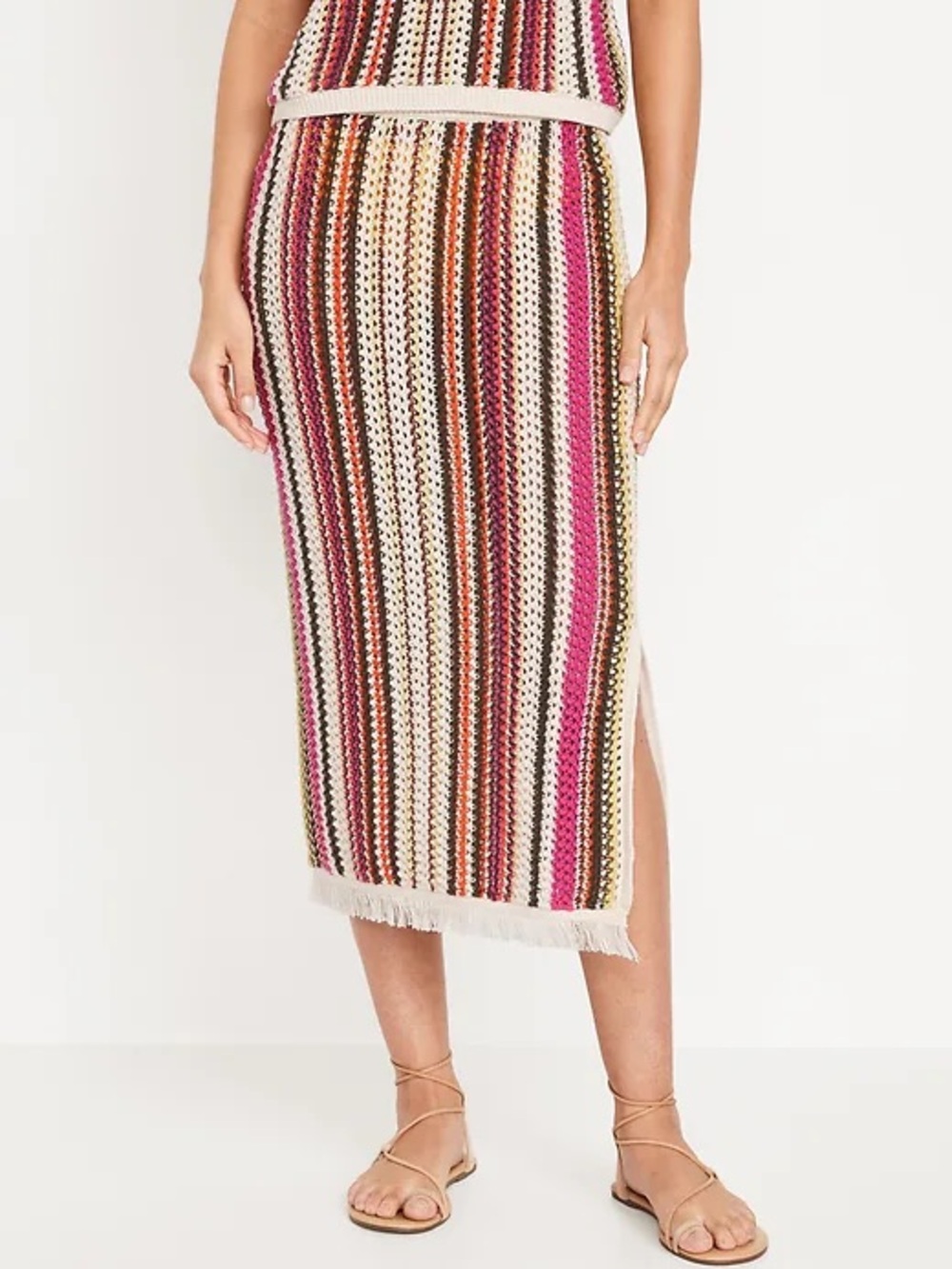Old Navy Striped Crochet Maxi Skirt in Multi-Color